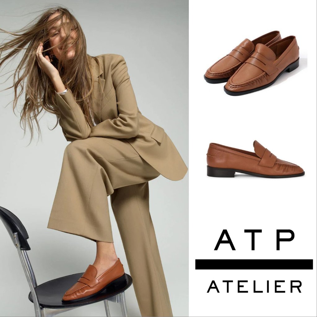 Atp Atelier Airola Penny Loafers Flats 6 Brandy Brown Nappa Leather New $590